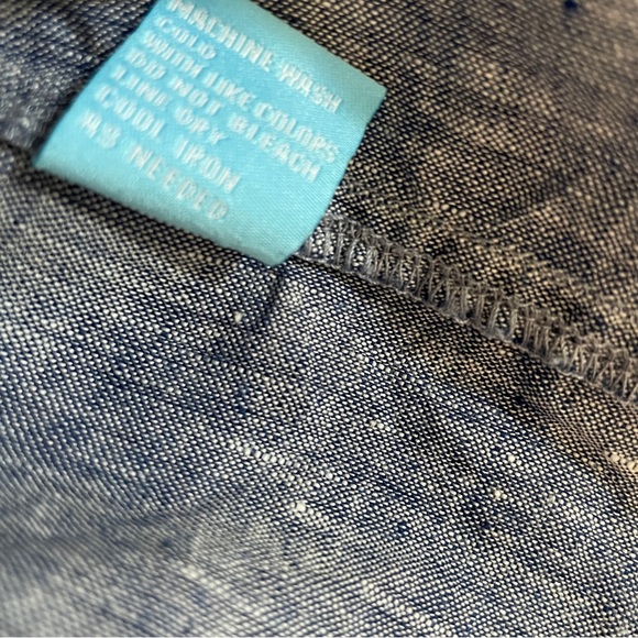 J. McLaughlin Britt Linen Point Collar Long Sleeve Blue Button Front Shirt Top L - Picture 8 of 16